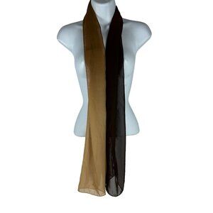Two-Tone Sheer Chiffon Scarf For Women Brown & Beige Lightweight & Versatile